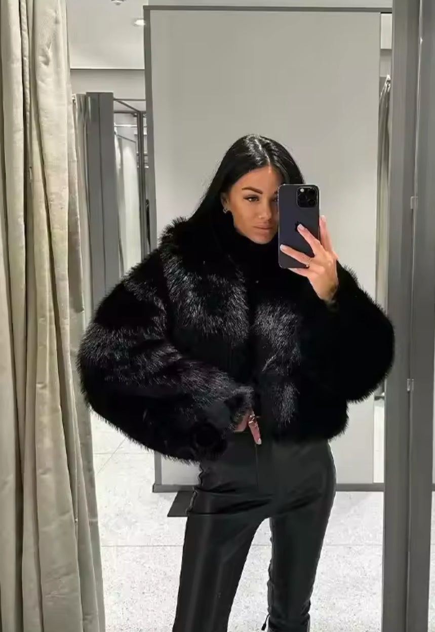 Kunstfelljacke schwarz Silver