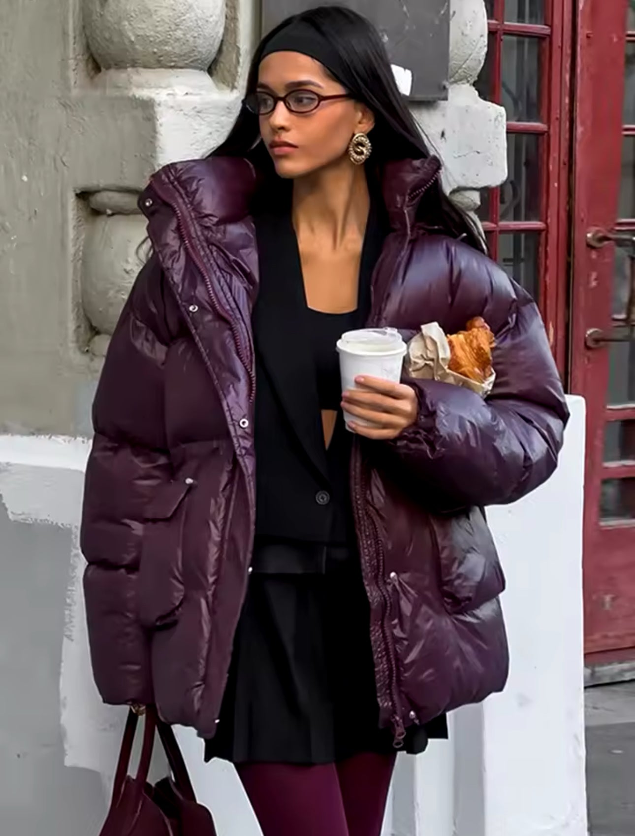 Lilly - Jacke Mantel mittellang Burgunder