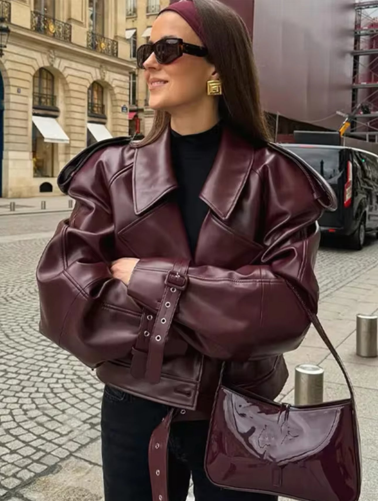 Kurze Lederjacke Biker - June