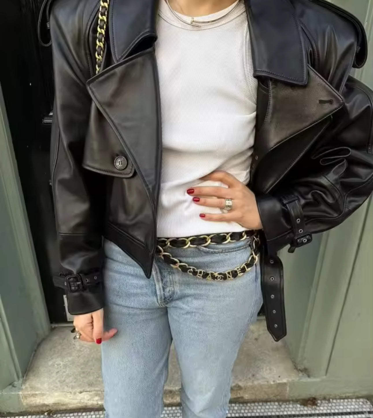 Kurze Lederjacke Biker - June