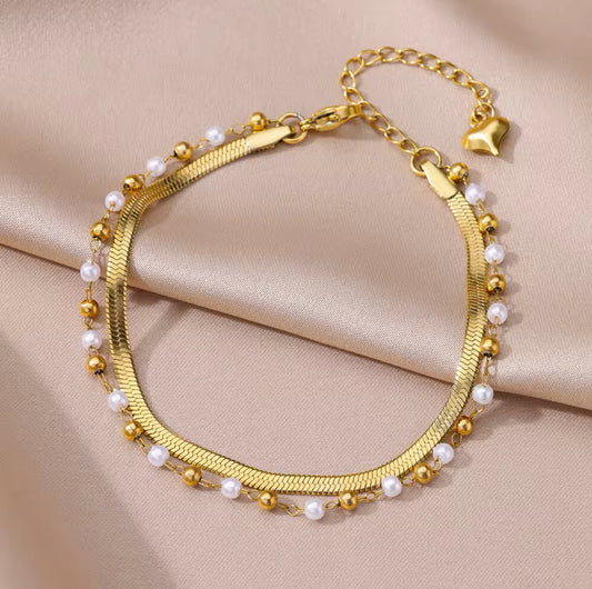 Pearl Gold - Fußkette